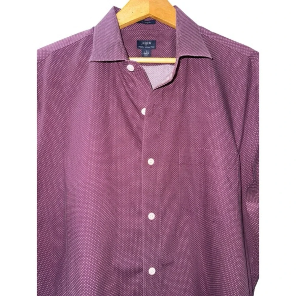 J Crew Thompson Shirt MENS LARGE 16-16.5 PRE-OWNED Purple Button Up WRINKLE FREE